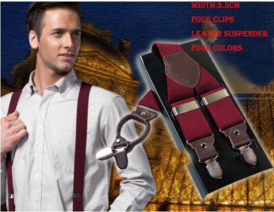 Compra 2015 Moda Hombre Clásico Tirantes Tirantes De Cuero 3.5 Cm De Ancho  Ajustable Cuatro Clip On Tirantes Tirantes De Los Hombres Regalo Barato |  Entrega Rápida Y Calidad | Es.Dhgate