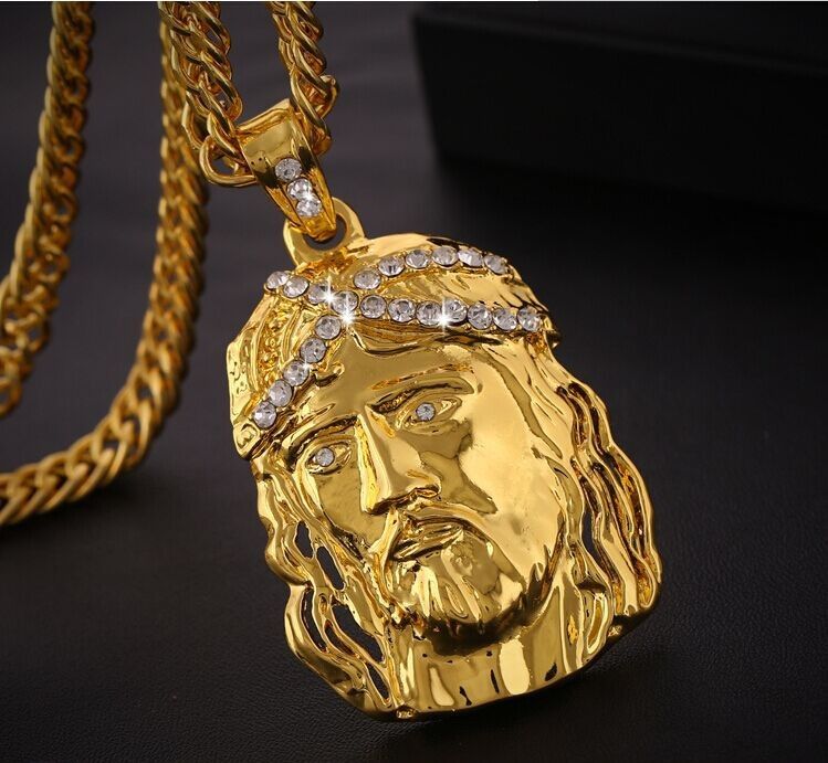 Gold Jesus Necklace Pendant Size 80CM 