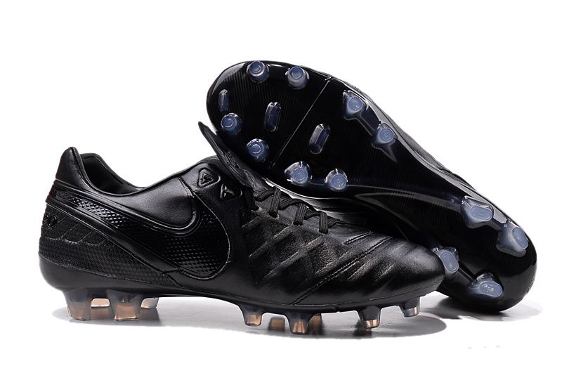 2016 zapatos Nike Tiempo Legend VI FG del fútbol negro al aire libre de