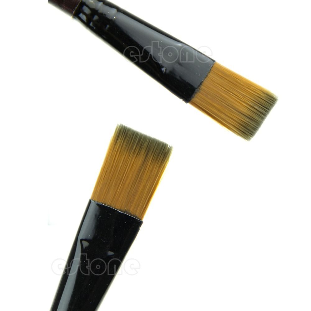 New 6 Brown Tip Nylon Paint Brushes For Art Artist Supplies