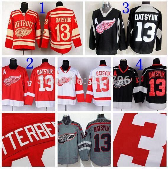 grey red wings jersey