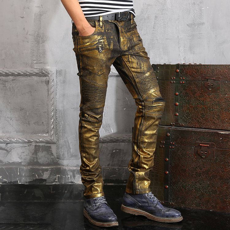 marxistisk kugle Arkæolog BALMAIN Jeans High Quality Mens Jeans Golden Color Korean Version Printed  Jeans Slim Fit Fashion Design Jeans Mens 913 From Topbrandfactory, $53.81 |  DHgate.Com
