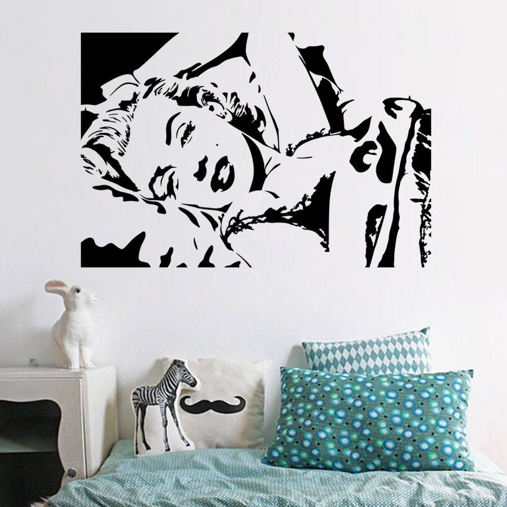 Marilyn Monroe S Sleeping Pose Wall Art Mural Decor Sexy Monroe Bedroom Wall Decal Poster Diy Home Art Applique Sticker Wall Murals And Decals Wall