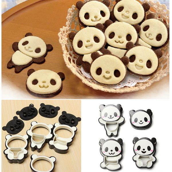 YH 4 Pcs/Ensemble Panda Biscuit Timbre Moule 3D Cookie Piston Coupeur Pain Sandwich Moule De Cuisson Chocolat Bonbons Décoration Outils