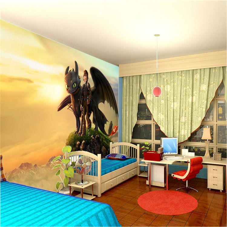 Custom Large Size Wall Mural How To Train Your Dragon Photo Wallpaper Silk Wallpaper Room Decor Art Decoration For Kid S Room Wild Screen Wallpaper