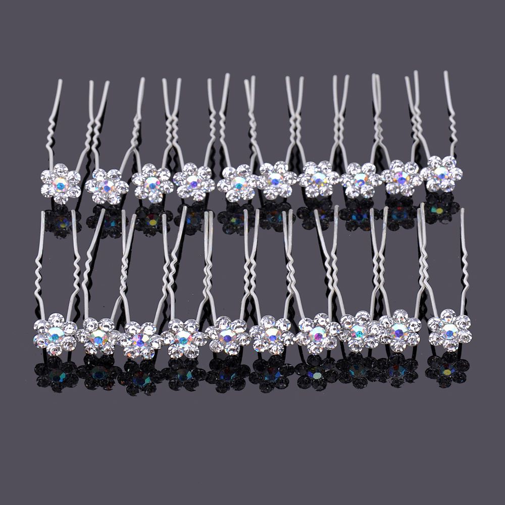 2019 Fashion Jewelry Mini Clear Flower Crystal Diamond Hair Pins