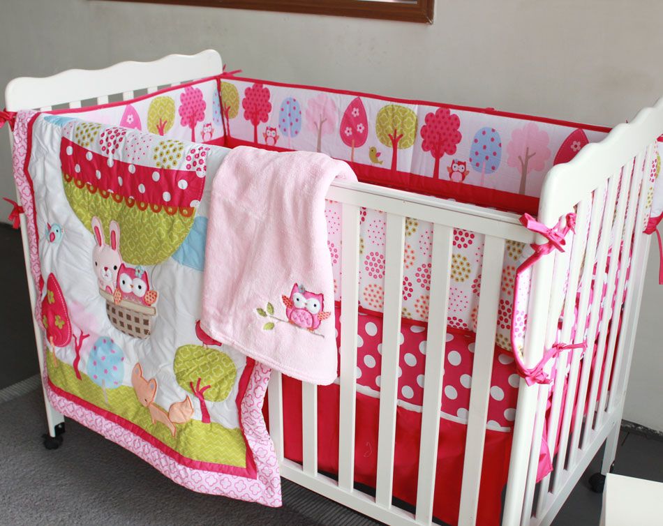 Baby Bedding Set Embroidery 3d Hot Air Balloon Rabbit Fox Owl Baby
