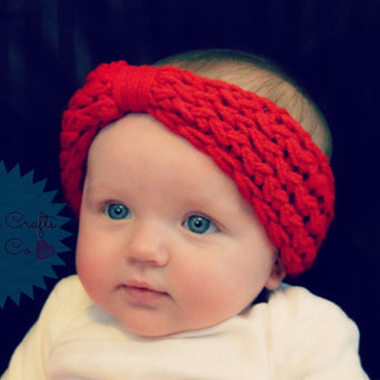 Baby Girls Winter Turban Crochet Bow Knitted Wool Headband