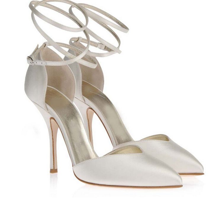 Women Ivory Satin High Heels Bridal Shoes Custom Handmade Elegant