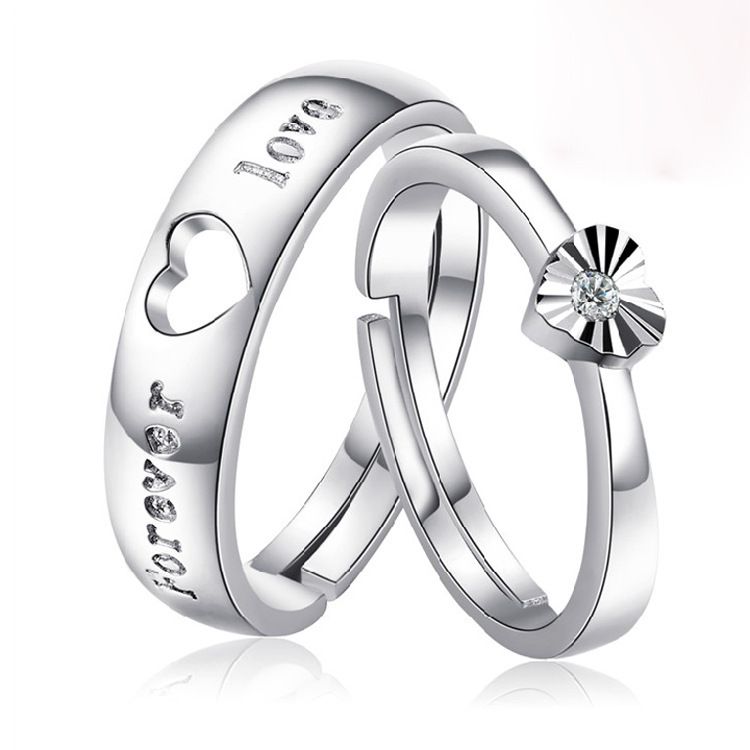 Resizable Ring Couples Ring 925 Pure Silver Plating Platinum