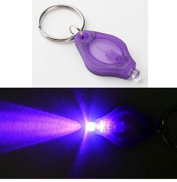 Mini UV Flashlight+Led Flashlight +Keychain Multi Functional UV Led