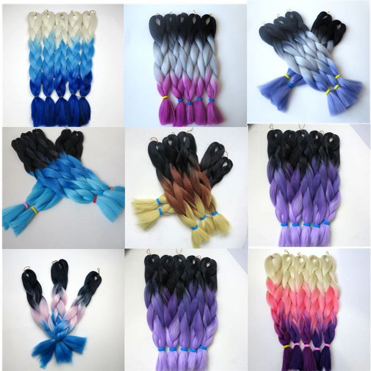 2019 Kanekalon Synthetic Braiding Hair 20 24inch 100g Black Dark