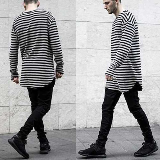 striped long sleeve shirt outfit