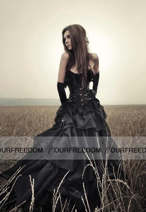 Compre 2019 Gótico Negro Elegante Vestido De Baile De Disfraces Para  Halloween Sin Tirantes Delgado Corsé Con Gradas De Organza Falda Vestidos  De Boda Vascos Fiesta A 158,1 € Del Ourfreedom | Es.Dhgate.Com