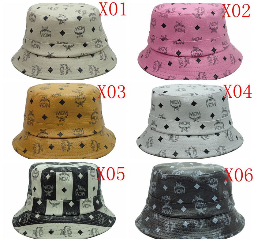 mcm leather bucket hat