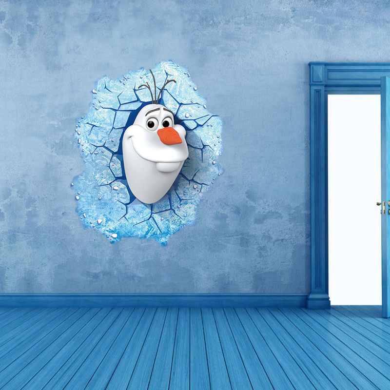 Navidad pvc dibujos animados congelados 3D pegatina de pared Olaf cartel de pared para los niños Navidad pvc dibujos animados congelados 3D pegatina de pared Olaf cartel de pared para los niños