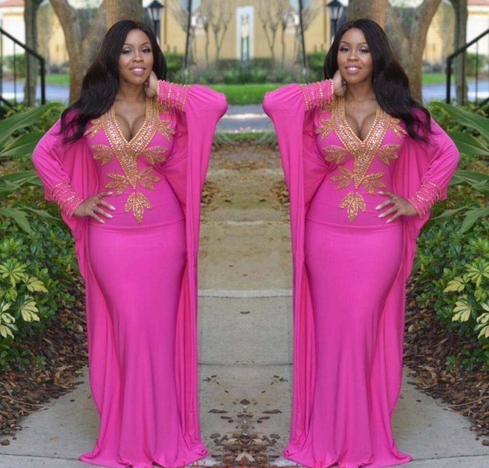 2019 Hot Pink Moroccan Kaftan Turkish 