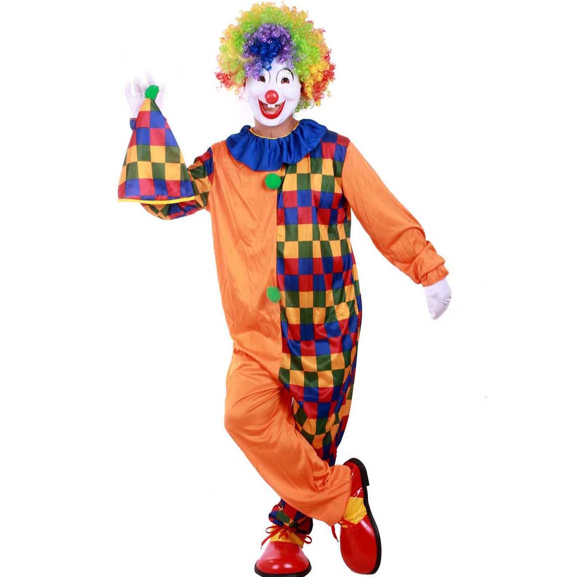 Cuadrícula de color Payaso de Halloween Disfraces de cosplay Rendimiento para adultos Masquerade Party Wear Overol Cuadrícula de color Payaso de Halloween Disfraces de cosplay Rendimiento para adultos Masquerade Party Wear Overol