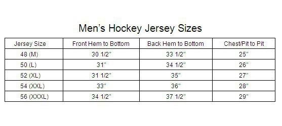 Nhl Jersey Size Chart Reebok