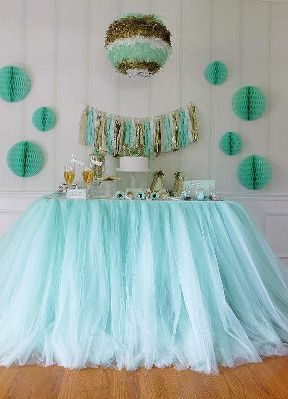 2019 100 80cm Mint Green Tulle Table Skirts Wedding Tutu Table