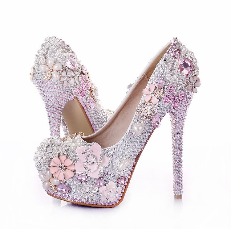 pink heels with diamonds