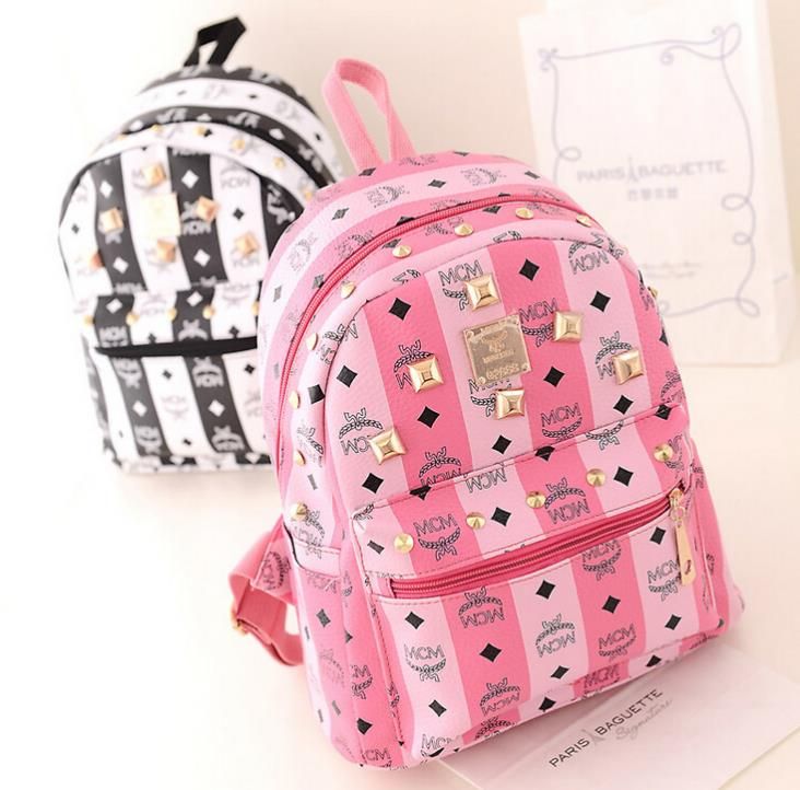 mcm light pink backpack