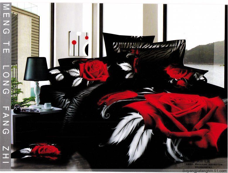 2019 2013 New Design Discount Black Red Comforters Sets Duvet