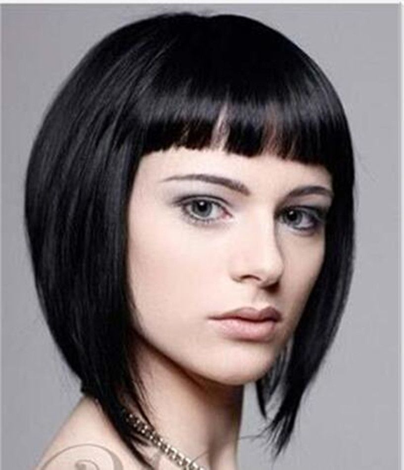 Youthful Short Straight Cute Bob Style Lace Wigs With Bangs