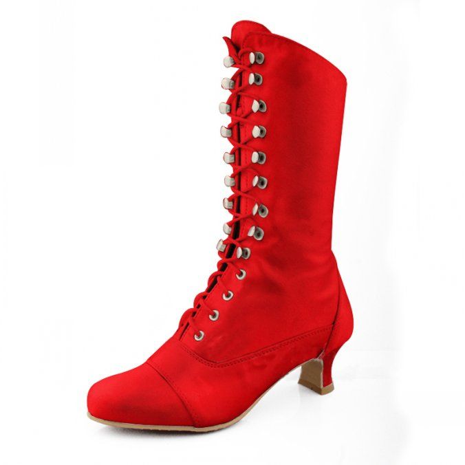 White Wedding Boots Satin Low Heels Bridal Party Shoes