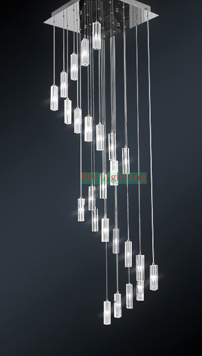 Hotel Staircase Chandelier Modern Lighting Fixture Square