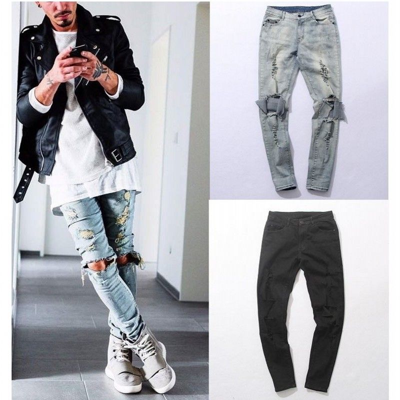 men knee ripped jeans