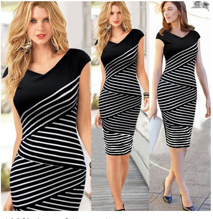 womens black and white striped dress