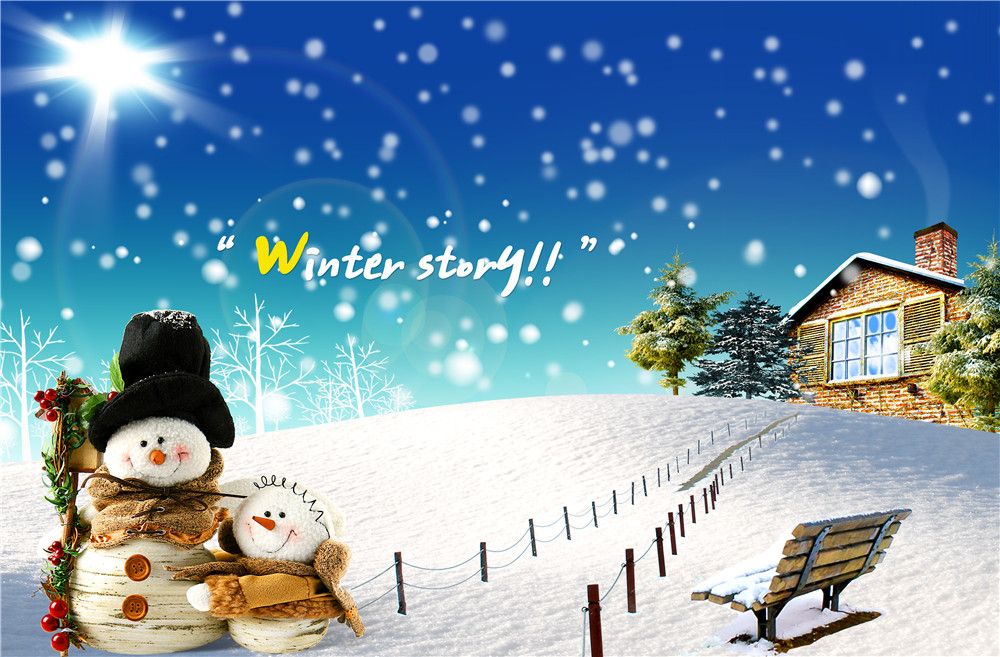 Acheter Bleu Ciel Sunshine Bokeh Flocons De Neige Photographie Toile De Fond Vinyle Noel Maison De Village Snowman Neige Paysage Hiver Histoire Photo Background De 14 4 Du Backdropstore Dhgate Com