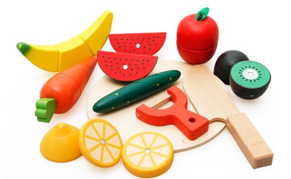 wooden cut fruit toys