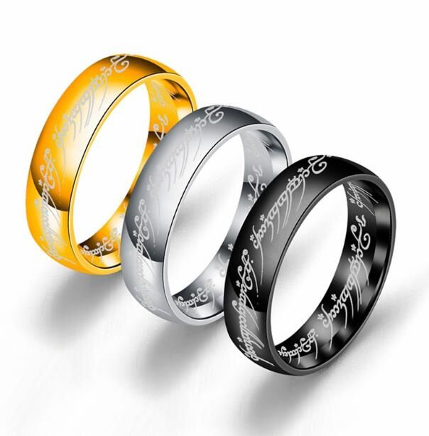 6mm Lord of the Ring Silver//Gold//Black Titanium Steel Wedding Party Band Sz 6-13