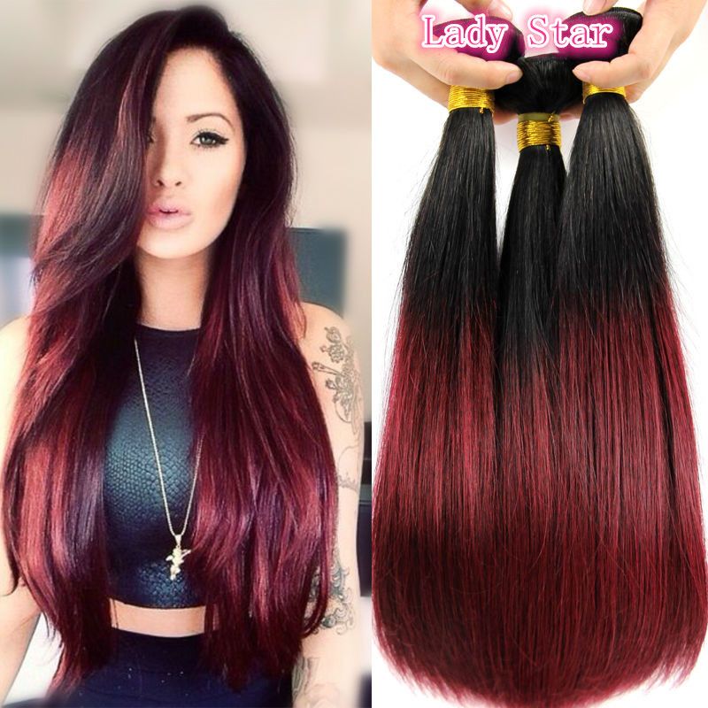 Top Quality Ombre Brazilian Virgin Hair Weaves Bundles Two Tone 1b