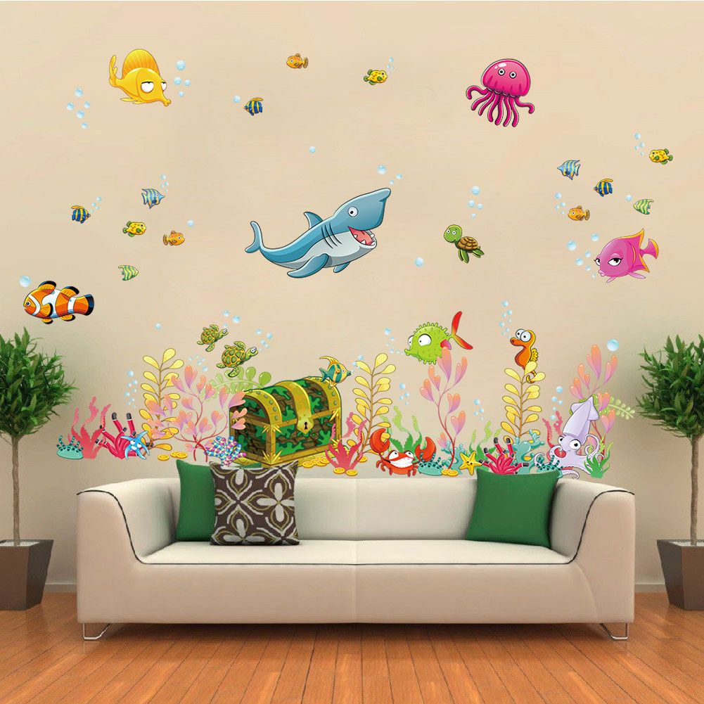 2015 New Sea World Childrens Room Wall Sticker Ocean Cartoon Decal Kids Living 2015 New Sea World Childrens Room Wall Sticker Ocean Cartoon Decal Kids Living