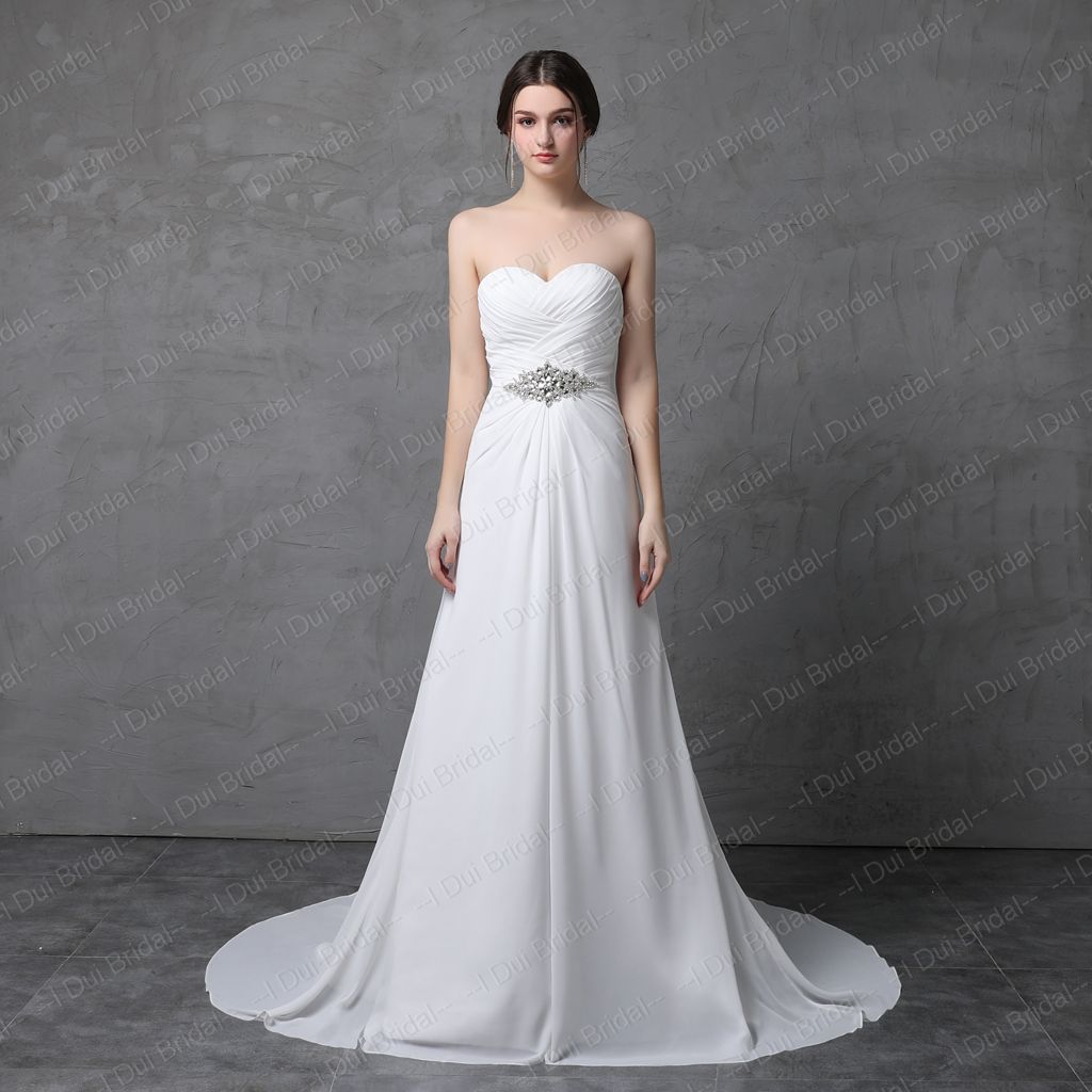 Compra Strapless Una Línea De Gasa Plisada Vestido De Novia Cinturón De  Diamantes De Imitación De Alta Calidad Real Photo Simple Vestido De Novia  Barato | Entrega Rápida Y Calidad | Es.Dhgate