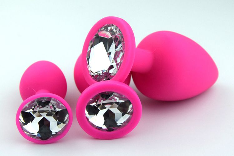 Silicone Butt Plugs Anal Insert Plug Silicone Plated Jeweled Rhinestone Sexy Stopper Anus Sex 