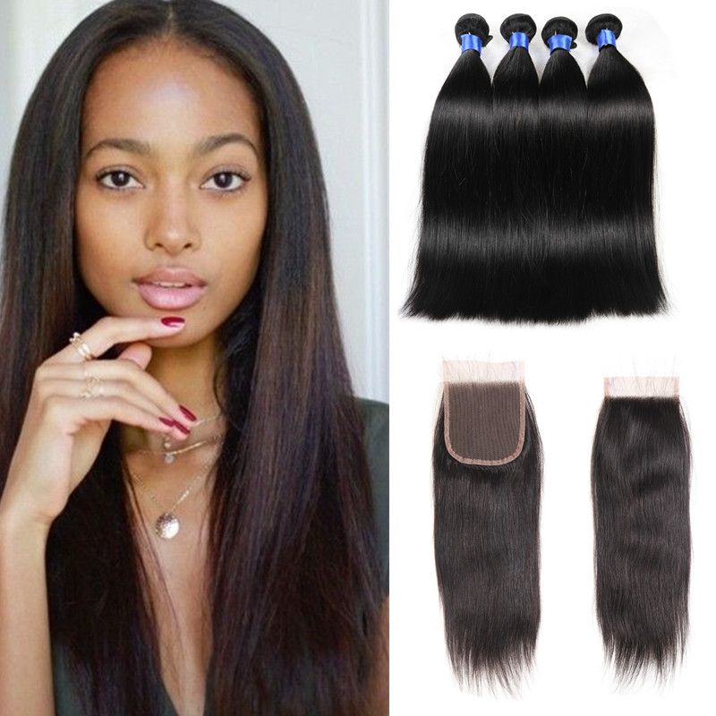 7a Brazilian Hair Bundles With Closure 8 28 Double Weft Human Hair