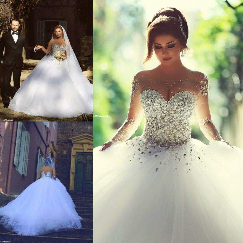 white bling wedding dresses