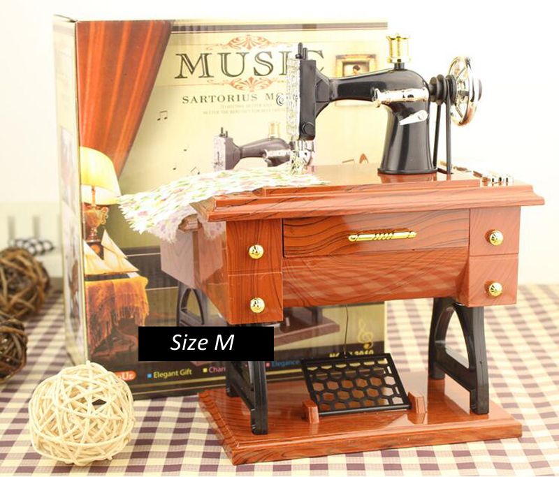 Vintage Music Box Mini Sewing Machine Musical Mechanical Birthday Table Gift USA