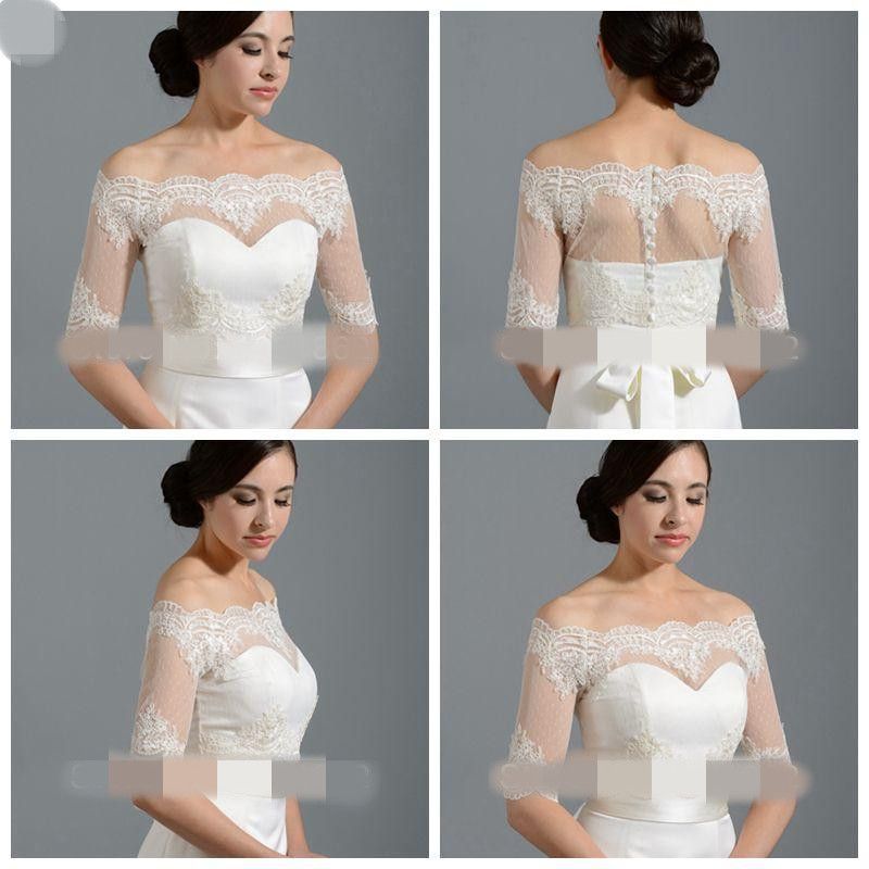 lace wedding jacket off shoulder