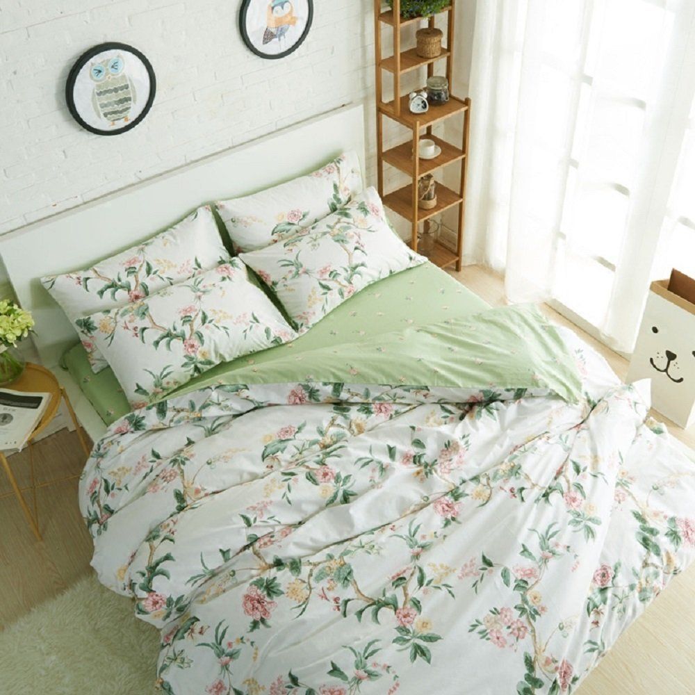 Winlife Rustic Floral Bedding Set 100 Cotton Duvet Cover Set