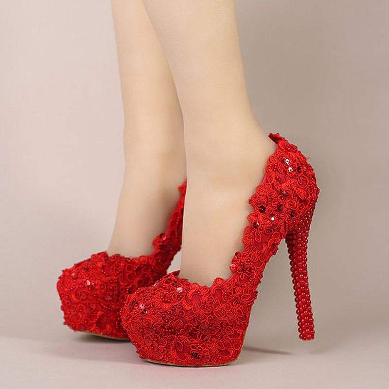 red wedding shoes for bride