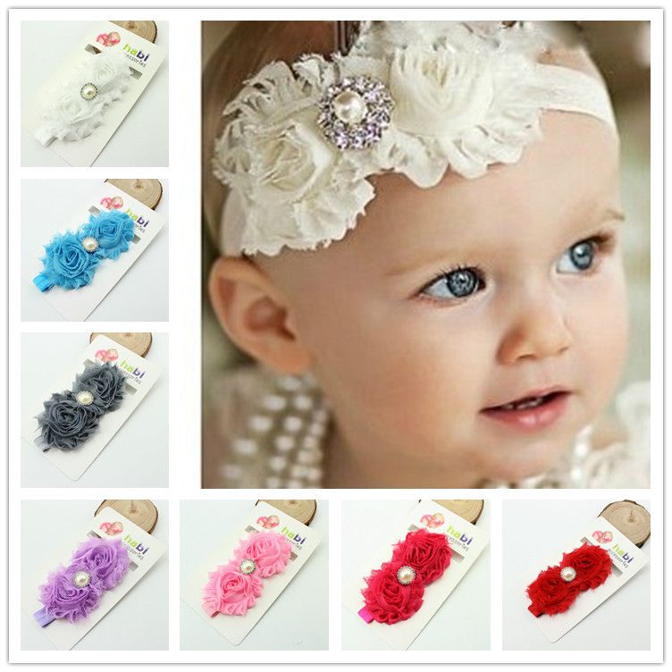 Headbands For Girls Ribbon Hair Fabric Flower Handmade Girl Baby
