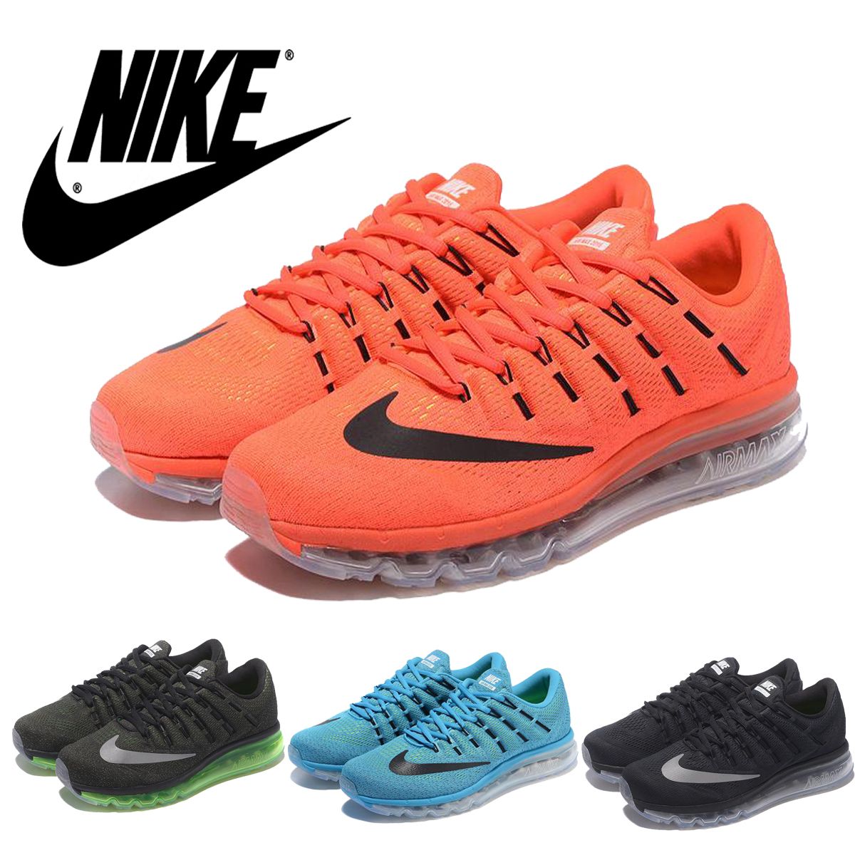 Compre Nike Air Max 2016 Para Hombre De Los Zapatos Corrientes De Malla  Flyknit Negro / Gris Oscuro / Blanco, Original Nike Airmax Max2016 Maxes  Para Hombres Deportes Zapatillas De Deporte Del