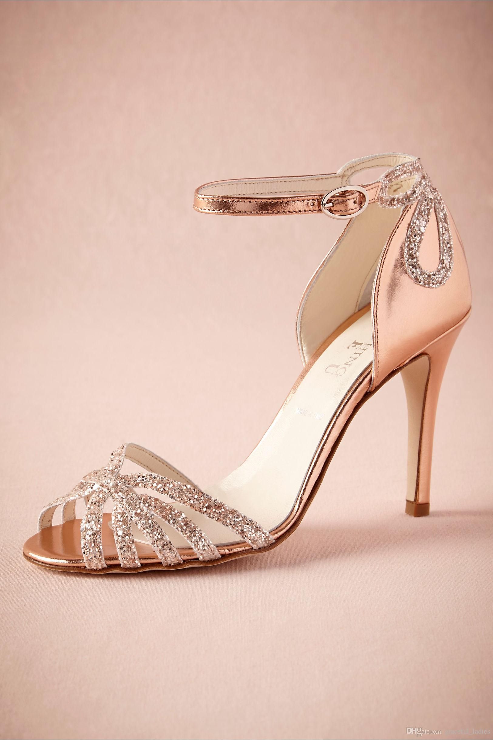 rose gold glitter chunky heels