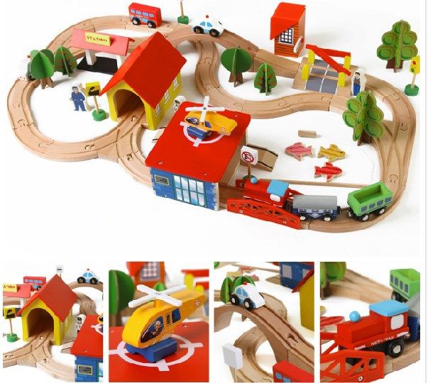 wooden train sets for 2 year olds