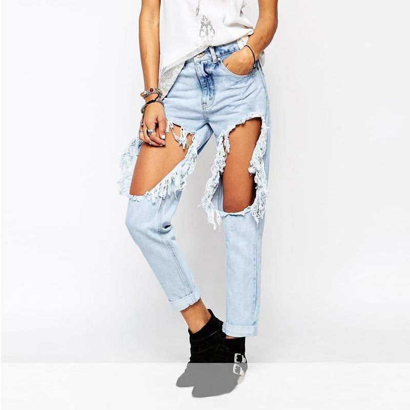 Compra Pantalones Vaqueros Desgastados Desgastados Para Mujer Hip Hop  Streetwea Raw Edge Pantalones Vaqueros De Mezclilla Casuales Novio Moto  Jenas BSF0337 Barato | Entrega Rápida Y Calidad | Es.Dhgate